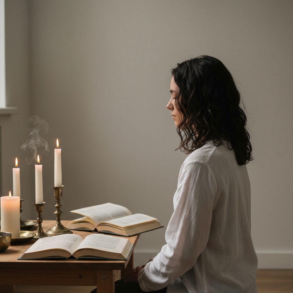 Γαλήνιος χώρος διαλογισμού με φυσικό φως και ήσυχη ατμόσφαιρα